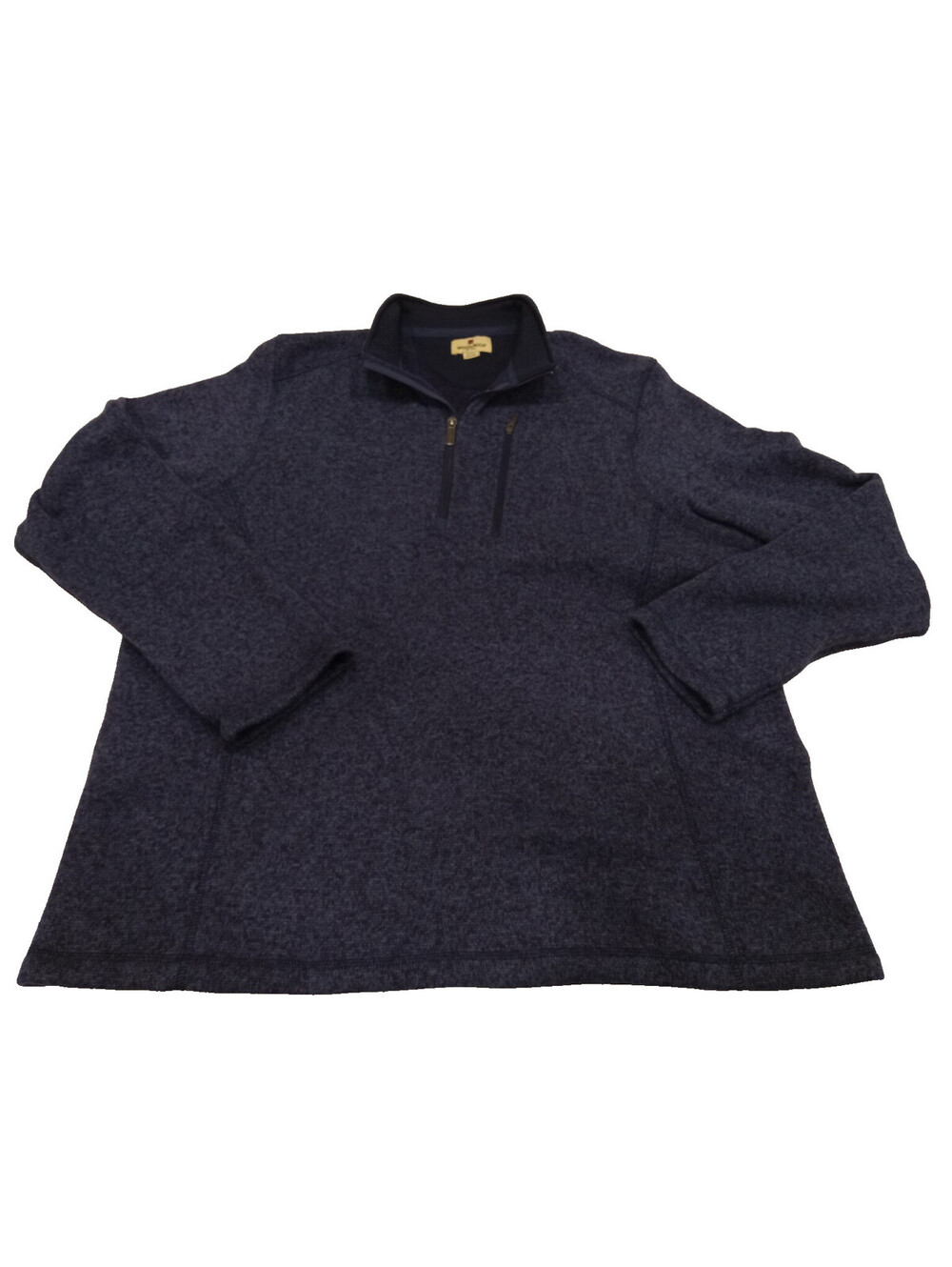Woolrich Fleece Pullover Mens XXL Blue Marled 1/4 Zip Chest Pocket Sweater 2XL